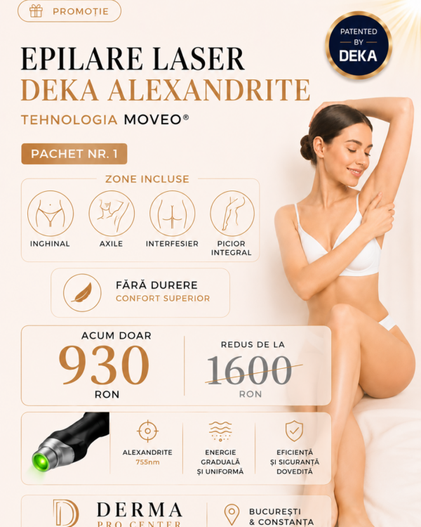 Epilare laser DEKA Alexandrite cu tehnologia MOVEO – ofertă promoțională